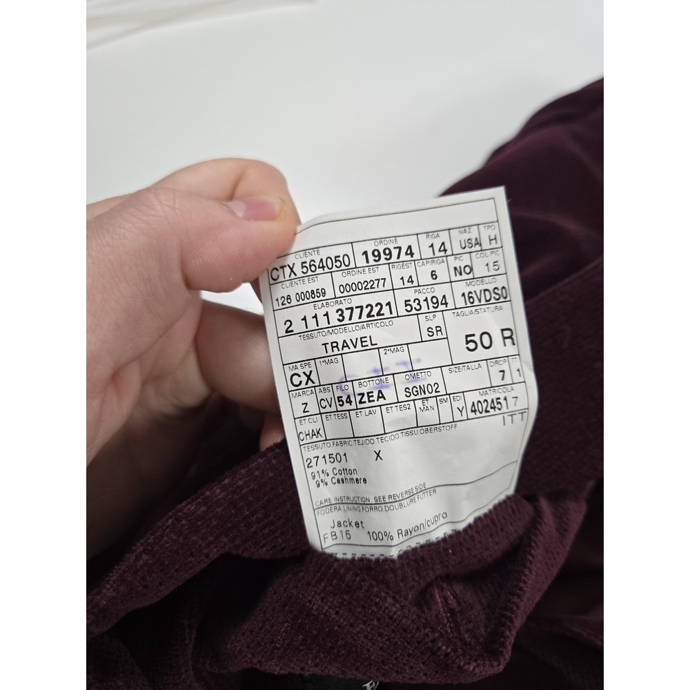 Ermenegildo Zegna Blazer Mens 40R Burgundy Corduroy Cashco Cashmere Blend - Picture 6 of 14